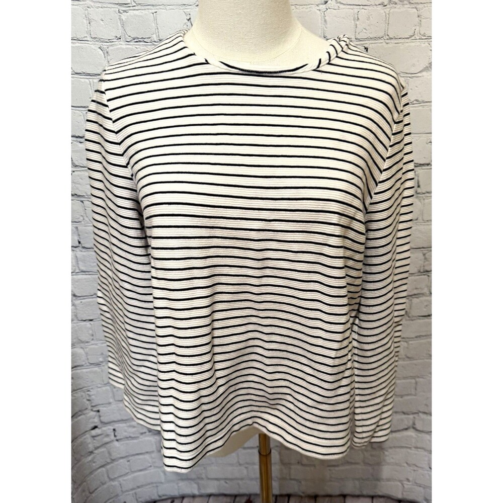 Banana Republic Women Striped Knit Crewneck Long Sleeve Bow Back top Cotton M